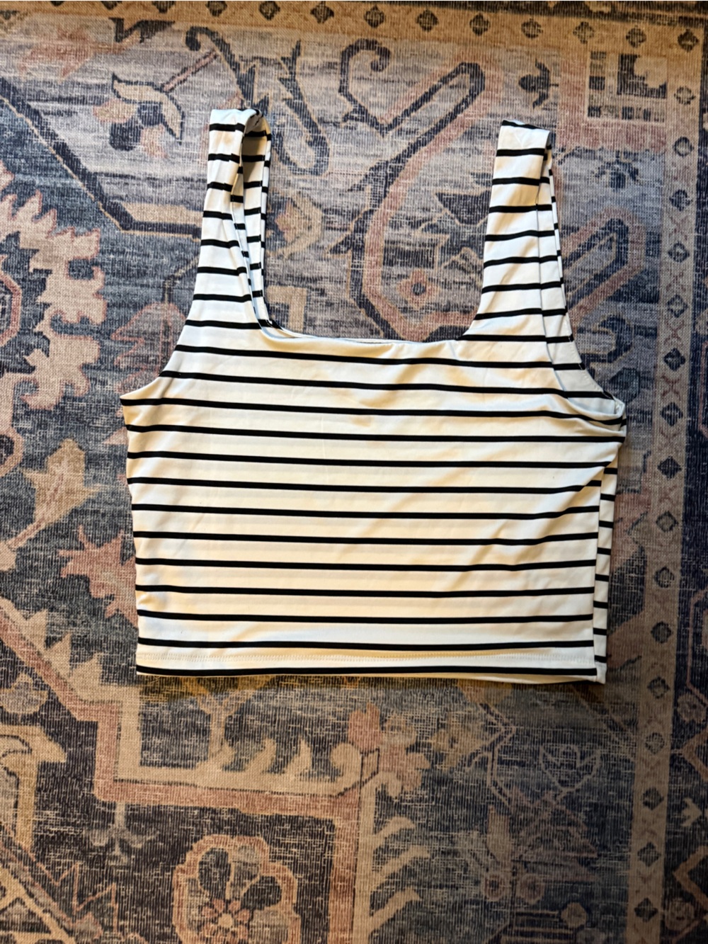 Workshop Cropped Black & White Striped Tank